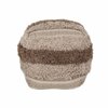 Homeroots 18 x 18 x 18 in. Beige & Brown Boho Shaggy Khaki Textured Pouf 383106